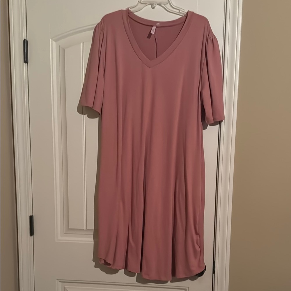 Pink V-Neck Dress